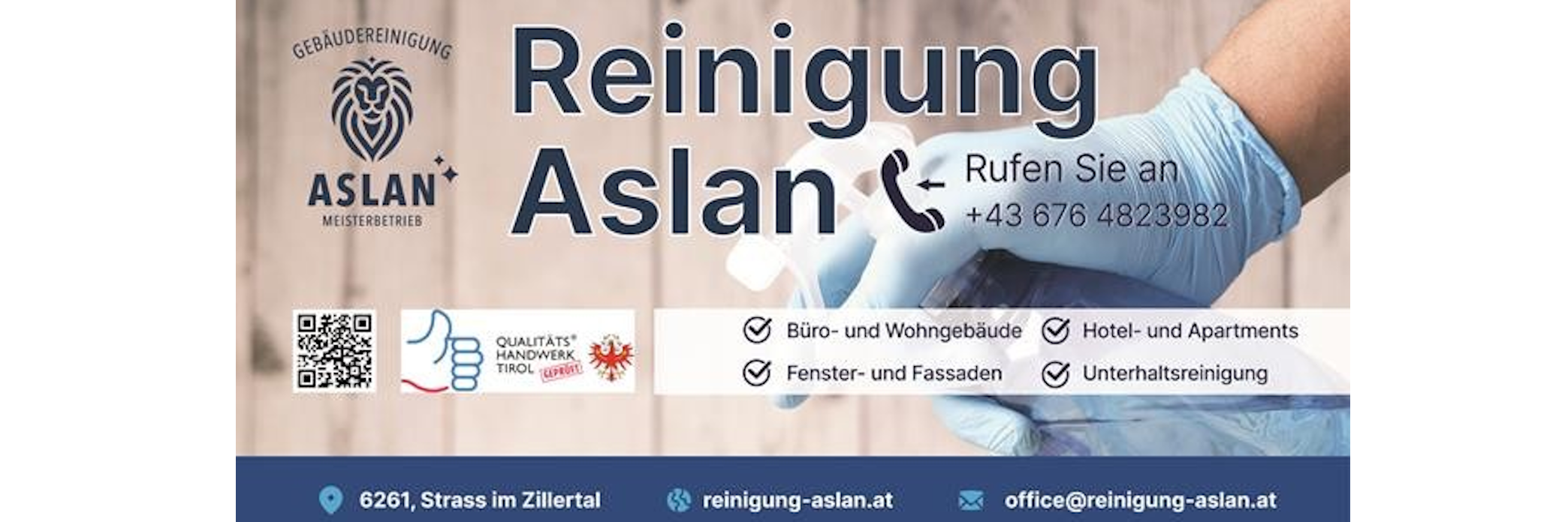 Präsentationsansicht der Firma Gebäudereinigung ASLAN